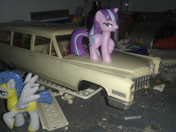 Size: 3264x2448 | Tagged: safe, starlight glimmer, g4, ambulance, blind bag, cadillac, everfree customs, female, garage, high res, irl, photo, royal guard, toy, trailer