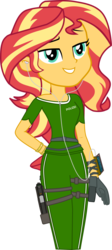Size: 587x1311 | Tagged: safe, artist:diegator007, edit, vector edit, sunset shimmer, equestria girls, g4, bracelet, clothes, commodore 64, curvy, female, gun, headphones, iq, jewelry, lidded eyes, rainbow six siege, simple background, solo, transparent background, vector, weapon, wristband