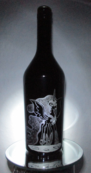Size: 2552x4848 | Tagged: safe, artist:malte279, nightmare moon, g4, baileys, bottle, craft, glass engraving