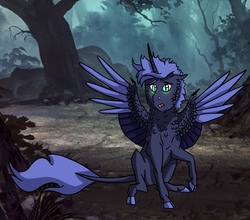 Size: 2157x1895 | Tagged: safe, artist:emmalorelai, oc, oc only, oc:panther, alicorn, pony, alicorn oc, description is relevant, offspring, parent:king sombra, parent:princess luna, parents:lumbra, sad, semi-grimdark in the description, solo