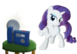Size: 6723x4735 | Tagged: safe, artist:frogem, rarity, pony, unicorn, g4, absurd resolution, camera, female, pose, simple background, solo, stool, transparent background