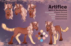Size: 1549x1000 | Tagged: safe, artist:margony, oc, oc only, oc:artifice, draconequus, pony, chest fluff, commission, digital art, draconequus oc, reference sheet, solo, unknown sex, unshorn fetlocks
