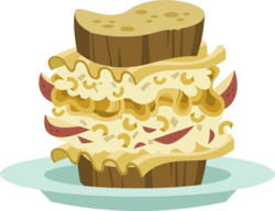 Size: 5320x4096 | Tagged: safe, artist:parclytaxel, g4, parental glideance, .svg available, absurd resolution, food, no pony, pasta and potato sandwich on sourdough, sandwich, simple background, this food is high on carbohydrates, transparent background, vector