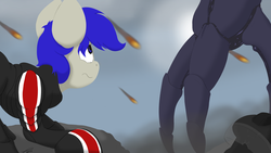 Size: 2560x1440 | Tagged: safe, artist:platenjack, oc, oc only, oc:platen, pony, crossover, mass effect, reapers, solo