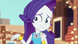 Size: 1920x1080 | Tagged: safe, screencap, rarity, equestria girls, equestria girls specials, g4, my little pony equestria girls: better together, my little pony equestria girls: rollercoaster of friendship, female, geode of shielding, rarity peplum dress, smiling, solo