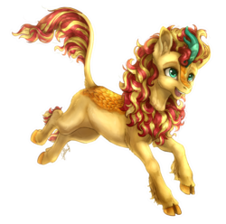 Size: 3459x3427 | Tagged: safe, artist:gaelledragons, sunset shimmer, kirin, g4, sounds of silence, female, high res, kirin sunset, kirin-ified, race swap, simple background, solo, species swap, speedpaint available, transparent background, white outline