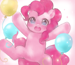 Size: 1771x1535 | Tagged: safe, artist:youyu, pinkie pie, earth pony, pony, g4, balloon, cute, female, mare, solo
