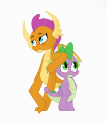 Size: 1437x1646 | Tagged: safe, artist:thedefinitionofsad, smolder, spike, dragon, g4, blushing, female, male, ship:spolder, shipping, straight