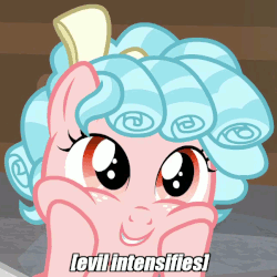 Size: 648x648 | Tagged: safe, edit, edited screencap, screencap, cozy glow, pegasus, pony, g4, school raze, animated, cozybetes, cropped, cute, eye shimmer, face of mercy, female, filly, freckles, meme, pure concentrated unfiltered evil of the utmost potency, solo, squishy cheeks, x intensifies