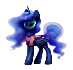 Size: 1873x1789 | Tagged: safe, artist:confetticakez, princess luna, alicorn, pony, g4, blame my sister, clothes, cute, female, folded wings, lunabetes, mare, shirt, simple background, solo, transparent background