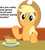 Size: 1088x1200 | Tagged: artist needed, safe, applejack, earth pony, pony, g4, apple, apple pie, bronybait, c:, comment bait, cowboy hat, cute, dialogue, female, food, hat, howdies in the comments, howdy, howdyism in the comments, image macro, jackabetes, looking at you, mare, meme, pie, plate, restaurant, simple background, smiling, solo, waving, white background