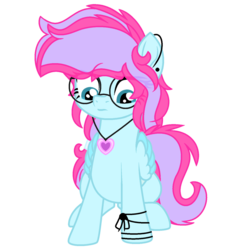 Size: 1024x1024 | Tagged: safe, artist:bezziie, oc, oc only, oc:strawberry pie, pegasus, pony, female, glasses, mare, simple background, solo, transparent background