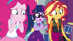 Size: 1920x1080 | Tagged: safe, screencap, pinkie pie, sci-twi, sunset shimmer, twilight sparkle, equestria girls, equestria girls series, g4, rollercoaster of friendship, geode of empathy, geode of sugar bombs, geode of telekinesis, magical geodes