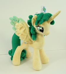 Size: 1500x1672 | Tagged: safe, artist:yukamina-plushies, oc, oc only, oc:auntie dote, alicorn, pony, female, horn, irl, jewelry, mare, photo, plushie, regalia, solo, spread wings, wings