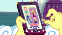 Size: 1920x1080 | Tagged: safe, screencap, sunset shimmer, vignette valencia, equestria girls, equestria girls series, g4, rollercoaster of friendship, dressup, phone