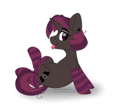 Size: 4584x4091 | Tagged: safe, artist:maximkoshe4ka, oc, oc only, oc:dark nebula, pony, unicorn, icey-verse, absurd resolution, bedroom eyes, clothes, commission, ear piercing, earring, eyeshadow, female, heart eyes, jewelry, magical lesbian spawn, makeup, mare, next generation, offspring, parent:moondancer, parent:oc:nocturne scroll, parents:canon x oc, parents:moonscroll, piercing, simple background, socks, solo, striped socks, tongue out, tongue piercing, transparent background, wingding eyes, ych result