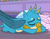 Size: 251x197 | Tagged: safe, screencap, gallus, silverstream, griffon, hippogriff, g4, what lies beneath, cropped, cute, eyes closed, gallabetes, male, paws, sleeping, solo focus, wings
