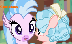 Size: 1066x652 | Tagged: safe, screencap, cozy glow, silverstream, classical hippogriff, hippogriff, g4, what lies beneath, bow, cute, diastreamies, female, filly, foal, front view