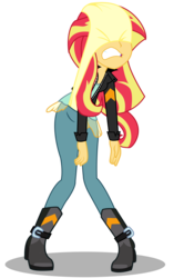 Size: 3000x4530 | Tagged: safe, artist:lifes-remedy, sunset shimmer, equestria girls, g4, abuse, atomic wedgie, clothes, female, gritted teeth, humiliation, mugen, panties, shimmerbuse, simple background, solo, sunset shimmer day, transparent background, underwear, wedgie, yellow underwear