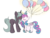 Size: 1600x1200 | Tagged: safe, artist:rubyg242, princess flurry heart, oc, oc:shimmering glow, alicorn, pony, unicorn, g4, adult, balloon, blushing, canon x oc, couple, eyes closed, female, glowing horn, horn, husband and wife, kissing, magic, male, married couple, multiple pregnancy, offspring, offspring shipping, older, older flurry heart, parent:king sombra, parent:radiant hope, parents:hopebra, pregnant, shipping, simple background, straight, transparent background
