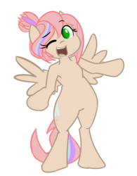 Size: 1200x1536 | Tagged: safe, artist:spheedc, oc, oc only, oc:sweet skies, pegasus, pony, semi-anthro, arm hooves, bipedal, digital art, female, mare, one eye closed, simple background, solo, transparent background, wink
