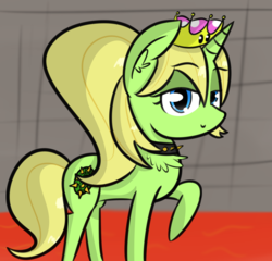 Size: 1406x1347 | Tagged: safe, artist:artiks, earth pony, pony, unicorn, bowser, bowsette, chest fluff, crown, female, jewelry, male, mare, meme, ponified, ponified meme, raised hoof, regalia, rule 63, solo, super crown, toadette