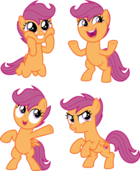 Size: 3000x3661 | Tagged: safe, artist:cloudy glow, artist:parclytaxel, scootaloo, pegasus, pony, g4, the washouts (episode), .ai available, bipedal, cute, cutealoo, excited, female, filly, high res, hooves on cheeks, kneeling, simple background, solo, squishy cheeks, transparent background, vector
