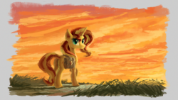 Size: 1920x1080 | Tagged: safe, artist:plainoasis, sunset shimmer, pony, unicorn, g4, female, mare, solo, sunset shimmer day