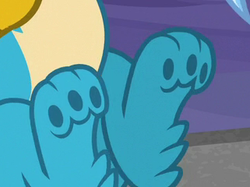 Size: 321x240 | Tagged: safe, screencap, gallus, griffon, g4, what lies beneath, cropped, feet, legs, male, male feet, paw pads, paws, pictures of legs, toe beans, toes, underpaw