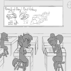 Size: 2000x2000 | Tagged: safe, artist:vinny, oc, oc only, oc:hope, satyr, classroom, high res, offspring, parent:lyra heartstrings, school, sitting