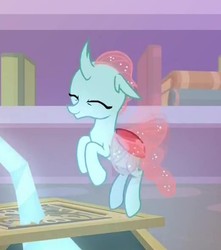 Size: 524x593 | Tagged: safe, screencap, ocellus, changedling, changeling, g4, what lies beneath, cropped, cute, diaocelles, eyes closed, female, flying, smiling, solo, wings