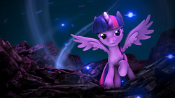 Size: 1920x1080 | Tagged: safe, artist:apexpredator923, twilight sparkle, alicorn, pony, g4, 3d, female, looking at you, mare, solo, spread wings, twilight sparkle (alicorn), wings
