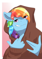 Size: 1280x1770 | Tagged: safe, artist:sunstriderart, rainbow dash, anthro, g4, clothes, female, hoodie, simple background, solo