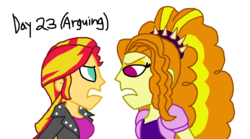 Size: 2000x1113 | Tagged: safe, artist:ktd1993, adagio dazzle, sunset shimmer, equestria girls, g4, 30 day otp challenge, angry, female, lesbian, ship:sunsagio, shipping, simple background, transparent background