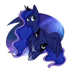 Size: 1024x999 | Tagged: safe, artist:ridgessky, princess luna, alicorn, pony, semi-anthro, g4, arm hooves, female, hoof shoes, jewelry, mare, peytral, sitting, smiling, solo, tiara, wings