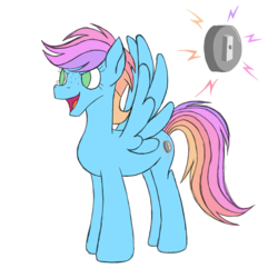 Size: 960x960 | Tagged: safe, artist:thr3eguess3s, oc, oc only, oc:zap apple, pegasus, pony, female, freckles, mare, offspring, parent:big macintosh, parent:rainbow dash, parents:rainbowmac, simple background, solo, white background