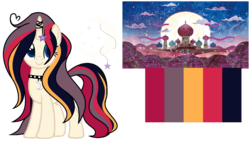 Size: 1288x724 | Tagged: dead source, safe, artist:cosmicwitchadopts, oc, oc only, pony, unicorn, female, mare, palace, reference sheet, simple background, solo, transparent background