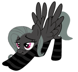 Size: 900x835 | Tagged: safe, artist:mikeyman10ash, oc, oc only, oc:midnight soul, pony, clothes, edgy, iwtcird, meme, simple background, socks, solo, stretching, striped socks, swamp cinema, transparent background