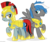 Size: 7128x6001 | Tagged: safe, artist:suramii, oc, oc only, oc:cloud zapper, oc:darkpen, earth pony, pegasus, pony, absurd resolution, armor, commission, duo, female, male, mare, raised hoof, royal guard, simple background, stallion, transparent background, yellow eyes