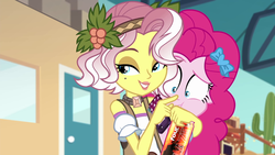 Size: 1920x1080 | Tagged: safe, edit, edited screencap, screencap, pinkie pie, vignette valencia, equestria girls, equestria girls specials, g4, my little pony equestria girls: better together, my little pony equestria girls: rollercoaster of friendship, alcohol, boop, drugs, four loko, out of context