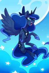 Size: 1800x2700 | Tagged: safe, artist:wicklesmack, princess luna, alicorn, pony, g4, cute, fangs, female, lunabetes, mare, open mouth, solo
