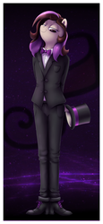 Size: 980x2133 | Tagged: safe, artist:thebowtieone, oc, oc only, oc:bowtie, anthro, bowtie, clothes, female, hat, mare, pants, solo, suit, top hat, tuxedo