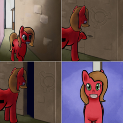 Size: 1002x1002 | Tagged: safe, artist:clorin spats, oc, oc only, oc:pun, earth pony, pony, ask pun, ask, female, gag, mare, solo, tape, tape gag