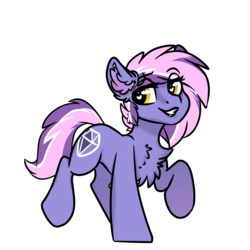 Size: 2000x2000 | Tagged: safe, artist:spoopygander, oc, oc only, oc:berry frost, earth pony, pony, chest fluff, ear fluff, eyeshadow, female, freckles, high res, looking back, makeup, mare, multicolored hair, outline, rule 63, simple background, solo, transparent background, walking
