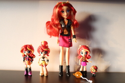 Size: 6000x4000 | Tagged: safe, artist:artofmagicpoland, derpibooru exclusive, sunset shimmer, equestria girls, g4, balloon, cutie mark crew, doll, equestria girls minis, evolution, female, irl, micro, multeity, photo, shimmerstorm, toy