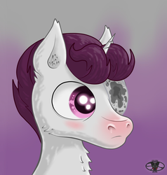 Size: 1000x1050 | Tagged: safe, artist:skunk bunk, oc, oc only, oc:sniffles, pony, unicorn, black goo, blushing, eyepatch, male, red nosed, snot