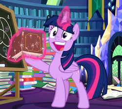 Size: 703x630 | Tagged: safe, screencap, twilight sparkle, alicorn, pony, best gift ever, book, chalkboard, cropped, cute, faic, female, glowing horn, great moments in animation, horse noises, magic, magic aura, mare, open mouth, smeel, telekinesis, that pony sure does love books, twiabetes, twilight sparkle (alicorn), twilight sparkle is best facemaker, twilight's castle, twilynanas, wings