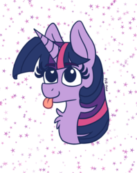 Size: 790x995 | Tagged: safe, artist:pink-pone, twilight sparkle, pony, g4, chest fluff, female, solo, stars, tongue out