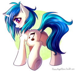 Size: 2175x2013 | Tagged: safe, artist:chaosangeldesu, part of a set, dj pon-3, vinyl scratch, pony, unicorn, g4, blushing, butt, cute, dock, female, high res, looking back, mare, plot, simple background, solo, transparent background, underhoof, vinylbetes