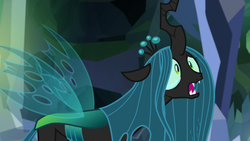 Size: 1280x720 | Tagged: safe, screencap, ocellus, queen chrysalis, changeling, changeling queen, g4, what lies beneath, crying, cute, cutealis, diaocelles, female, open mouth, queen chrysellus, solo